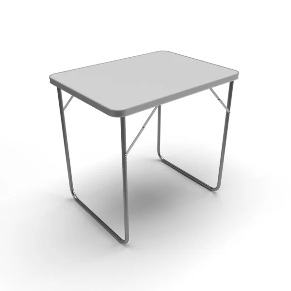 Trestle Table Aluminum Small Trestle Table White Plastic Top Render — Stock Photo, Image