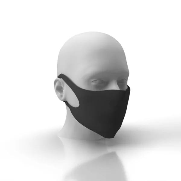 Sanitet Och Skydd Stretch Tyg Facemask Modell Render Perspektiv Ppe — Stockfoto