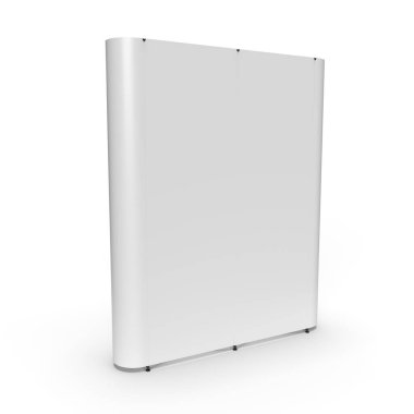 Grafiksel Duvar Sergisi Düz 4 Panel Ekranı, Yan Perspektif 3d Yapılandırma Modelleme ve çizimler için beyaz bir arkaplan izole
