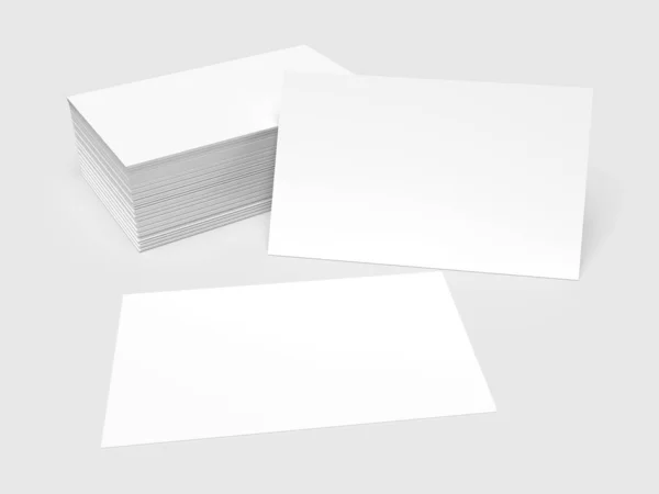 Pilha Renderizada Cartões Visita Branco — Fotografia de Stock