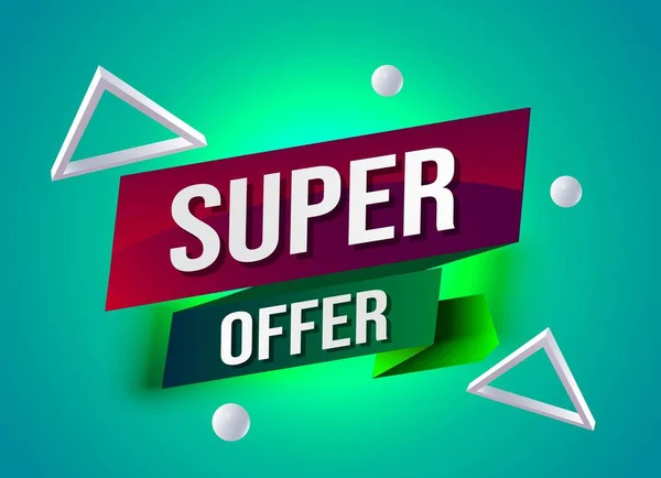 Forme Bannière Remise Super Offre Badge Vente Icône Ruban Coupon — Image vectorielle