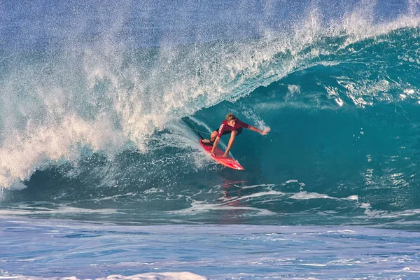 Surfování Obřích Vln Pipeline Severním Pobřeží Oahu Hawaii — Stock fotografie