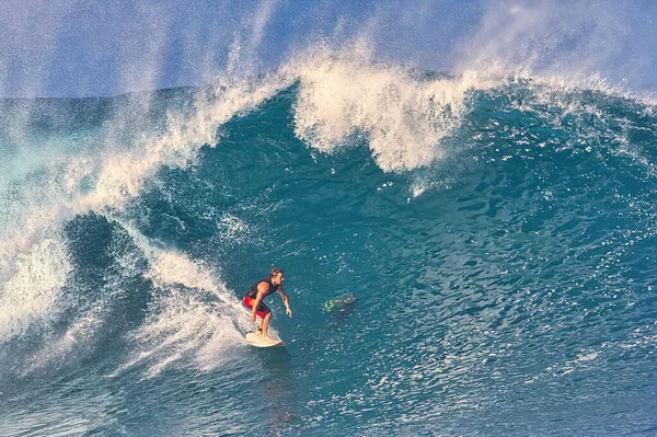 Surfa Jättevågor Vid Pipeline Norra Stranden Oahu Hawaii — Stockfoto
