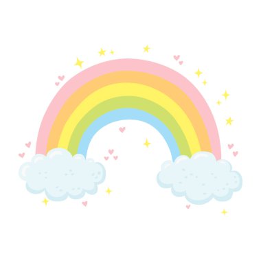 Sevimli gökkuşağı ve bulutlar 