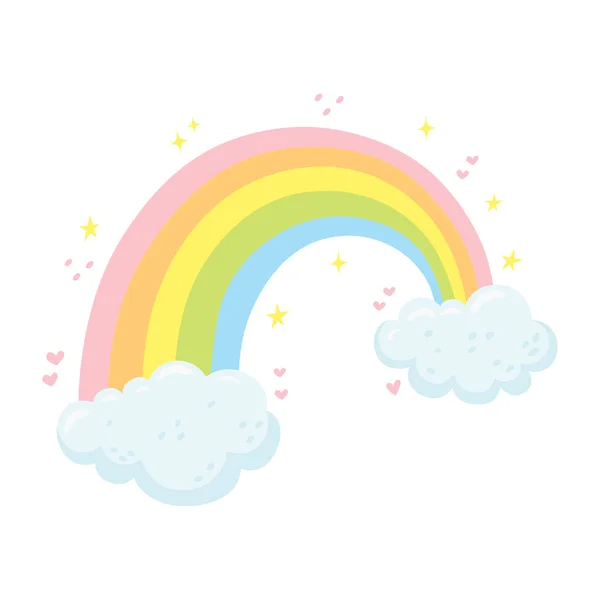 Leuke wolken en regenboog — Stockvector