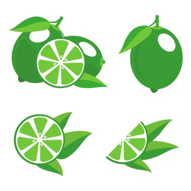 Yeşil limes yaprakları ile.