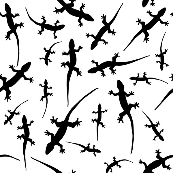 Vector seamless pattern silhouettes of lizards, geckos. — Stock Vector