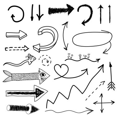 Hand drawn vector arrow collection isolated clipart
