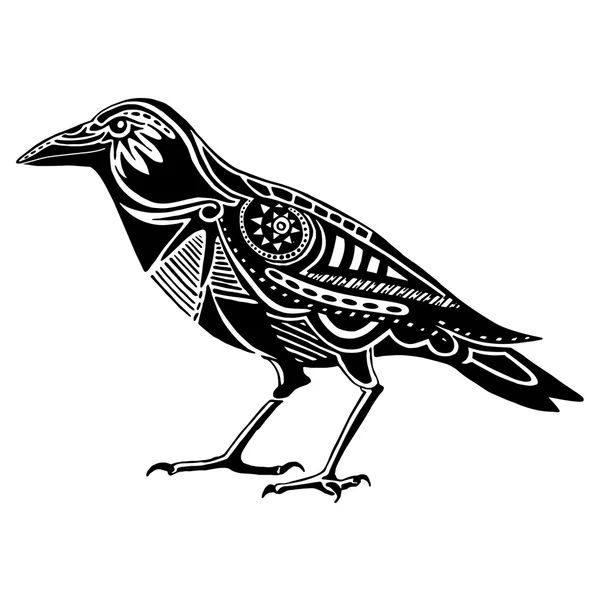 Etnische zwarte raven silhouet. Afrikaanse / totem / tattoo ontwerp — Stockvector