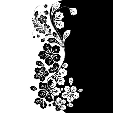 Vektör siyah ve beyaz çiçek arka plan.