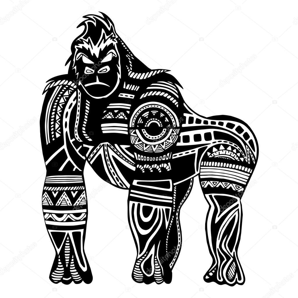 Ethnic black gorilla silhouette.