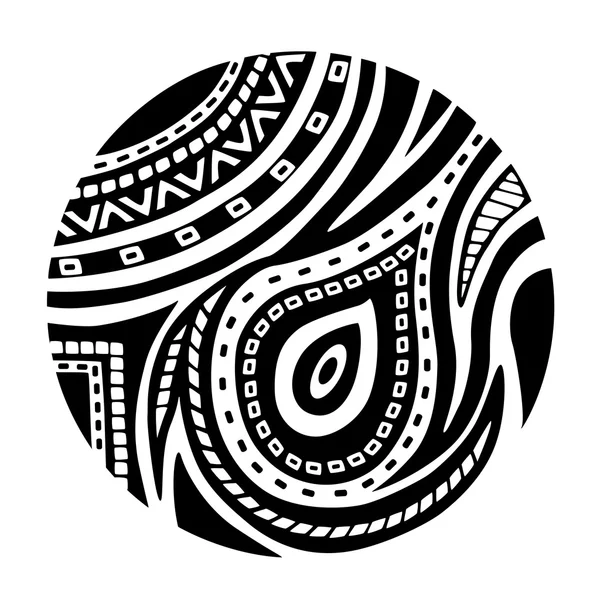 Bola com ornamento étnico preto. Projeto africano / totem / tatuagem — Vetor de Stock