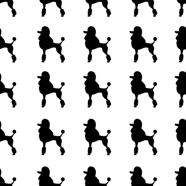 Black poodles on white background. Seamless pattern — Stock Vector