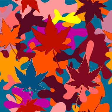 Kadınlar kamuflaj seamless modeli ile Japonca akçaağaç yaprakları. 