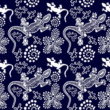 Boho style seamless pattern with Australian aboriginal arts motifs.  clipart