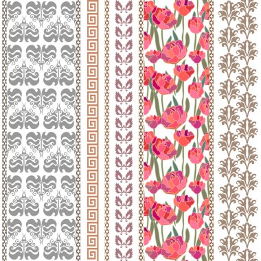 Art deco ipek duvar kağıdı bitkisel motifler ve bohem elemanları.