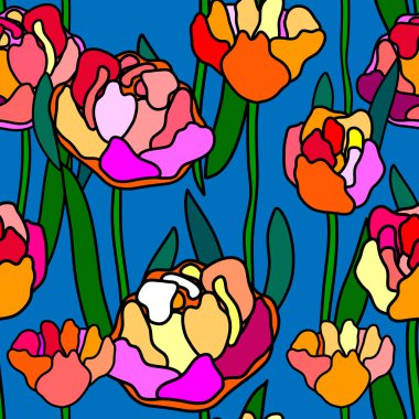 Vitray tarzı çiçek seamless modeli. 