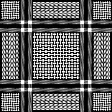 Squared keffiyeh vector pattern with geometric motifs.  clipart