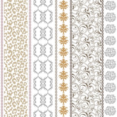 Boho tarzı elemanları, leopar cilt baskı ve çiçek barok motifleri ile Vintage dikişsiz ipek duvar kağıdı.