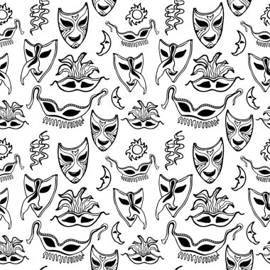 Carnival pattern. Venetian masks. clipart