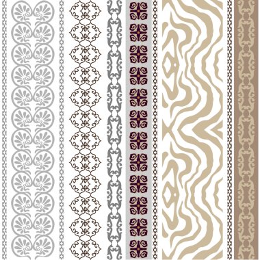Vintage antik meander, boho tarzı çizgili ve zebra cilt baskı ile Dikişsiz ipek duvar kağıdı. 