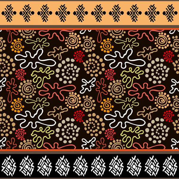 Boho style seamless pattern. Australian aboriginal art motifs. — Stock Vector