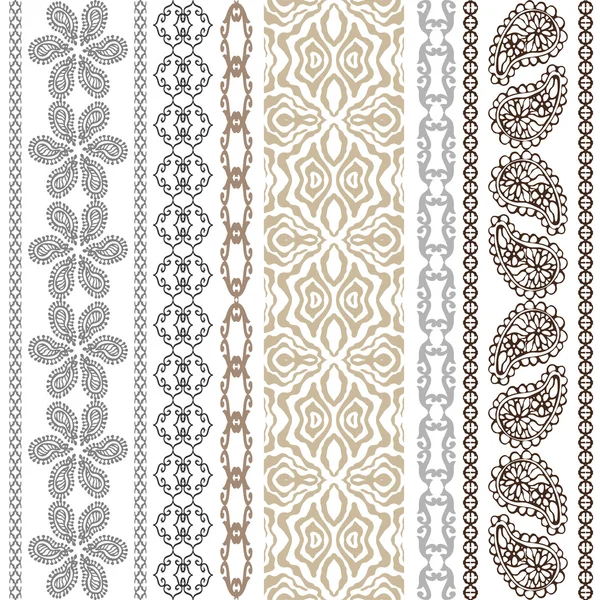 Boho style seamless wallpaper with fantasy ethnic motifs, animal print and Art Deco elements. — Stock Vector