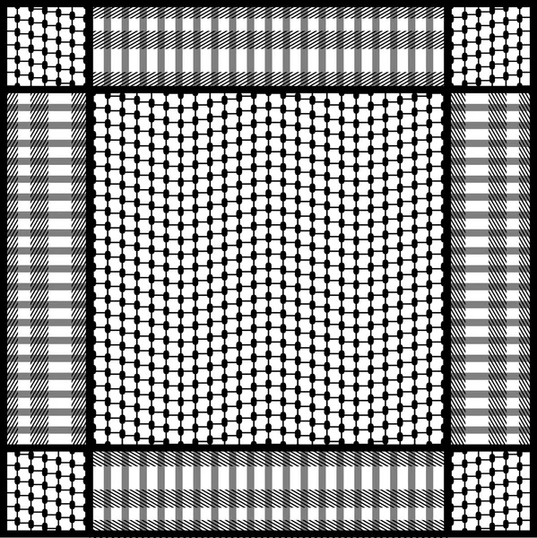 Quadratische Keffiyeh-Vektormuster mit fantasievollen geometrischen Motiven. — Stockvektor