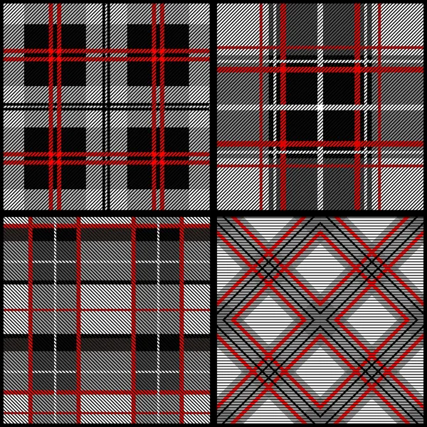 Ensemble de 4 motifs vectoriels à carreaux sans couture . — Image vectorielle