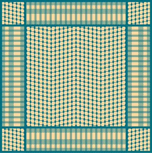 Kwadraat keffiyeh vector patroon met fantasie geometrische motief. — Stockvector