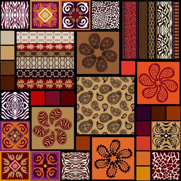 Creative mega set of seamless patterns inspired by Indian arts. — Stock Vector