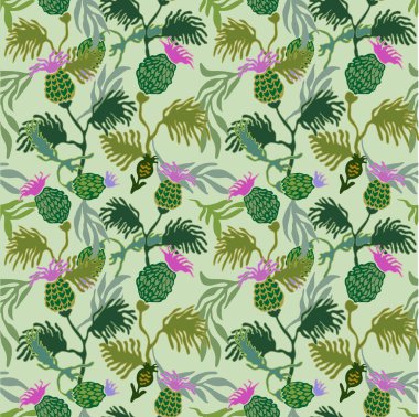 Victoria tarzı sorunsuz çiçek desenli elle çizilmiş dulavratotu çiçek ve Söğüt yaprakları ile.