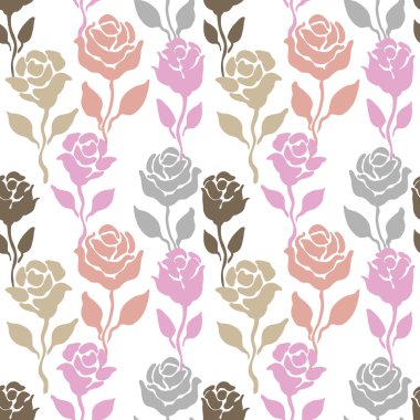 Sorunsuz bohem gül deseni. Pembe, bej, beyaz.