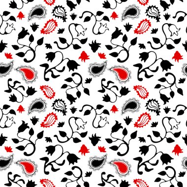 Doğrusal ve soyut geometrik öğelerle sorunsuz vektör yaratıcı siyah ve kırmızı desenli desen.