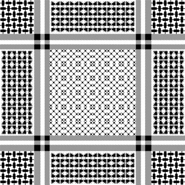 Squared keffiyeh vector pattern with geometric motifs.  clipart