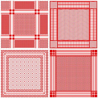 Squared keffiyeh vector pattern with three types of geometric motif. clipart
