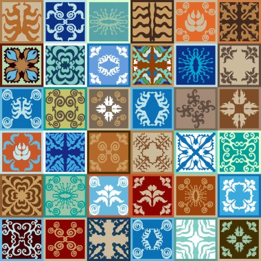 Bohem sırlı çini el ile kozmik unsurlar çizilmiş. Seramik mega set.