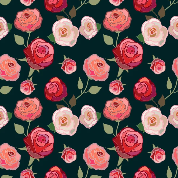 Motif rose sans couture. Collection textile vintage. Rouge sur gris . — Image vectorielle