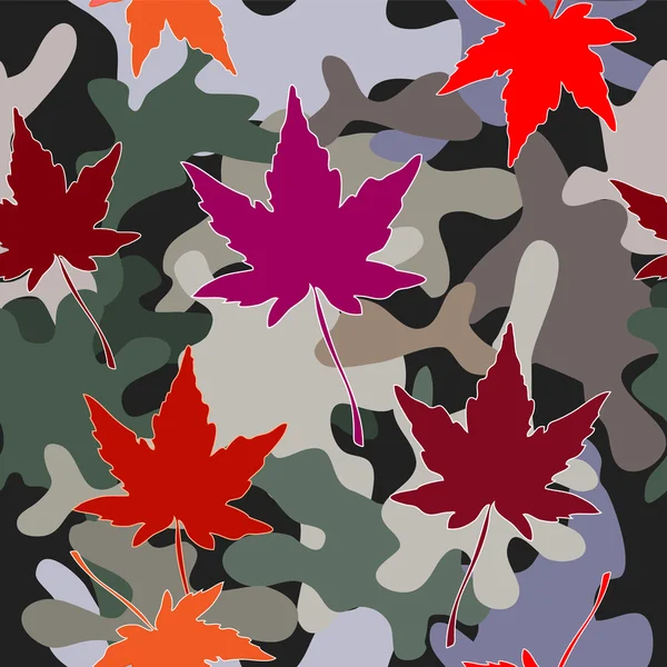 Femmes camouflage motif sans couture avec des feuilles d'érable japonais . — Image vectorielle