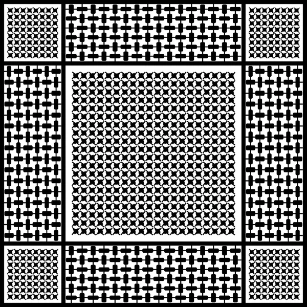 Kwadrat kefija wektor wzór z trzech rodzajów geometryczny motyw. — Wektor stockowy