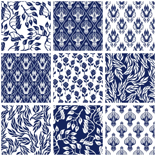 Set Victorian sorunsuz desenleri çiçek öğeleri ile Şam. Çin, Hindistan, Arapça ve Farsça motifleri.