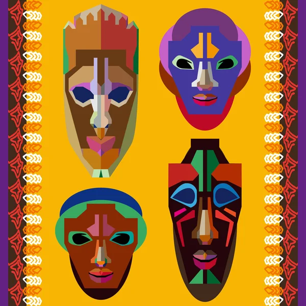 Set van gestileerde Tribal Afrikaanse maskers — Stockvector