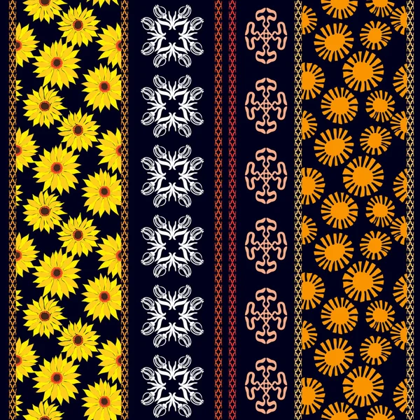 Ensemble de bordures bohème avec motifs floraux — Image vectorielle