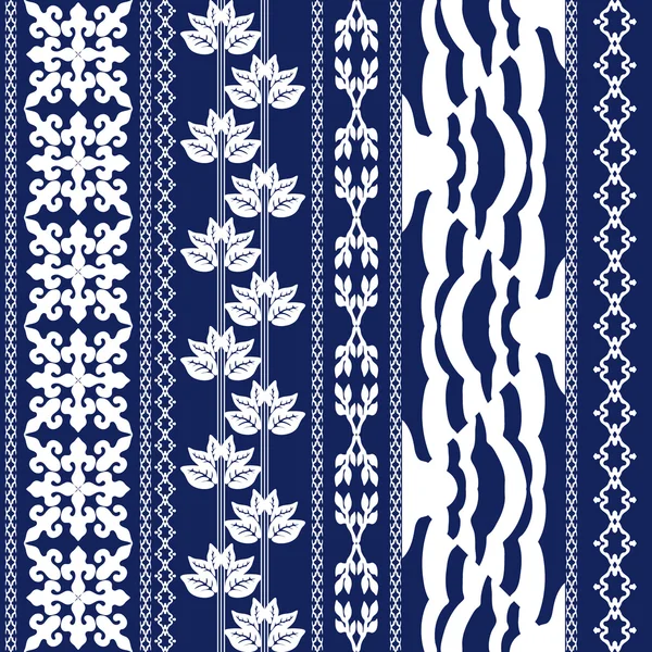 Csipke bohém zökkenőmentes határokon halmaza. Stílus boho Seamless Pattern. — Stock Vector