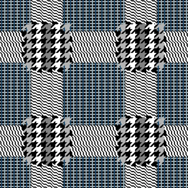 Patrón de lana a cuadros sin costura. Inglés clásico HoundsTooth Print Príncipe de las olas — Vector de stock