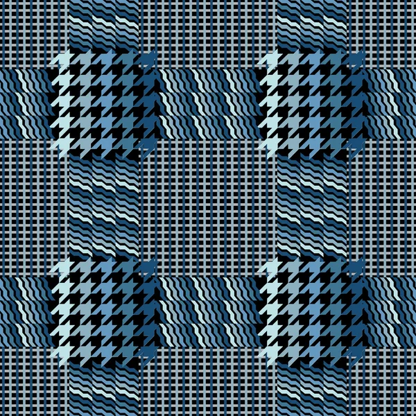 Nahtlos kariertes Wollmuster. klassischer englischer Houndstooth-Print Prinz der Wellen — Stockvektor