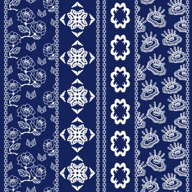 Bohem motifleri ile zengin retro dantel kenarlık kümesi. 