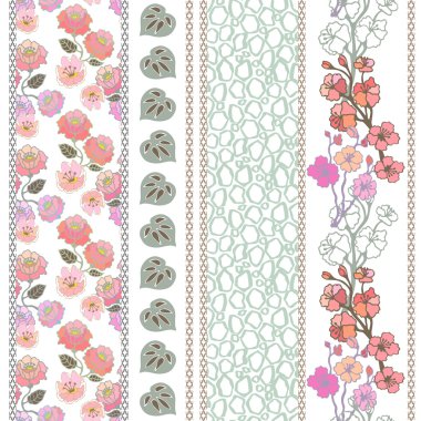 Bohem motifleri ile zengin retro dantel kenarlık kümesi. 