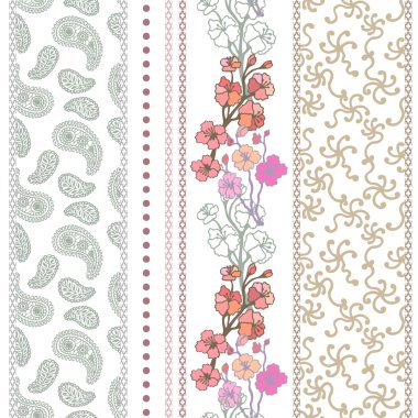 Bohem motifleri ile zengin retro dantel kenarlık kümesi. 