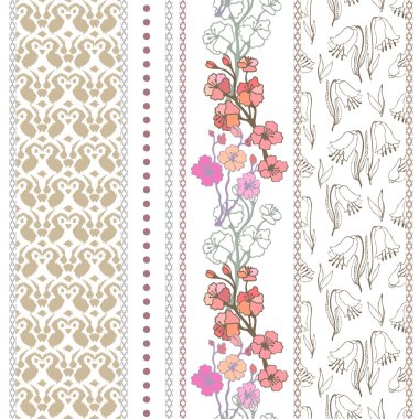 Bohem motifleri ile zengin retro dantel kenarlık kümesi. 